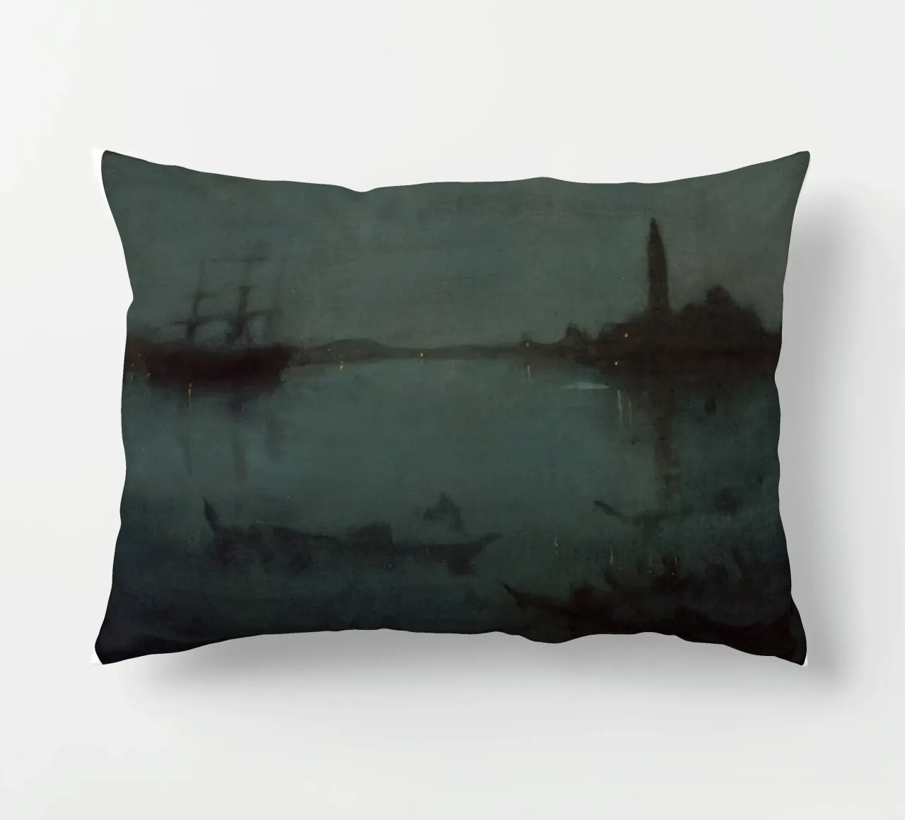 Elegante atmosfera notturna: Nocturne in blu e argento - La La cuscino da Little Art Histories