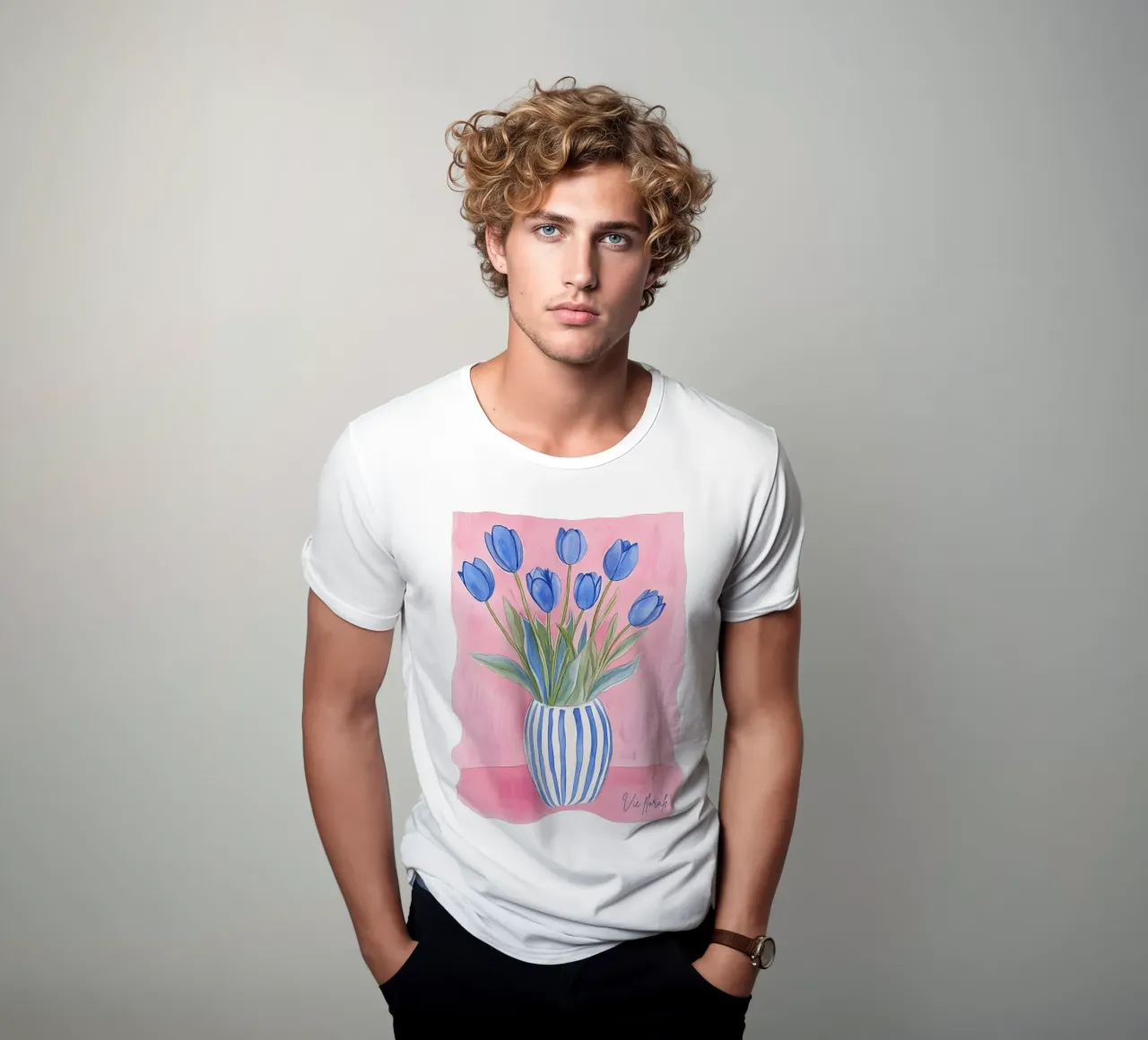 Tulips in Vase t-shirt by IamHomeStudio