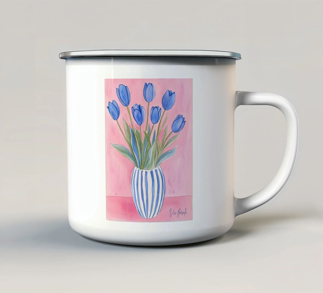 Tulipani in vaso tazza in smalto da Olga Wildrose