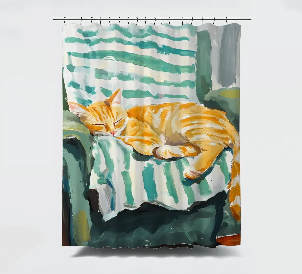 Sleeping Cat shower curtain by IamHomeStudio