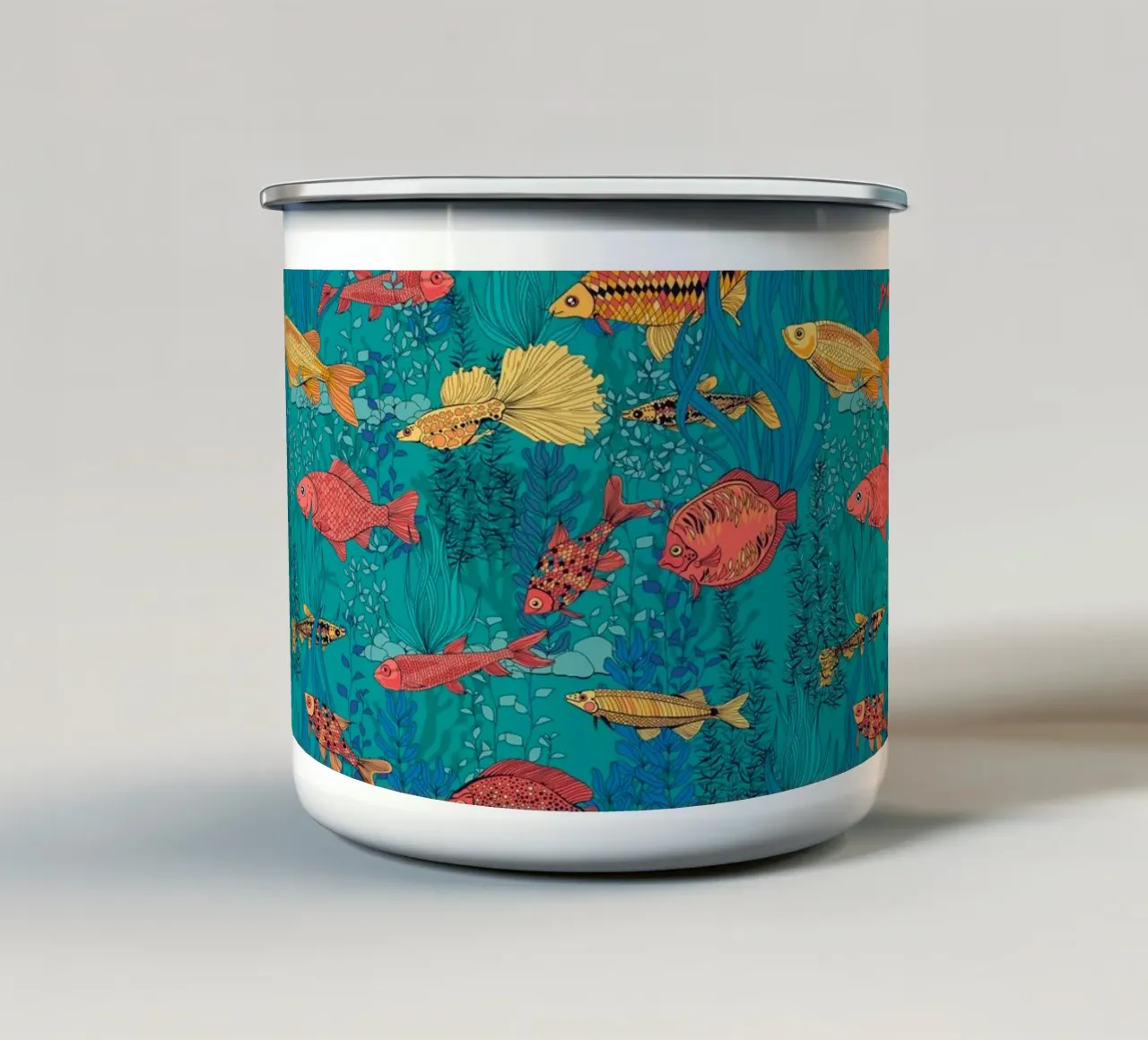 I pesci colorati della barriera corallina tazza in smalto da Painted Nature