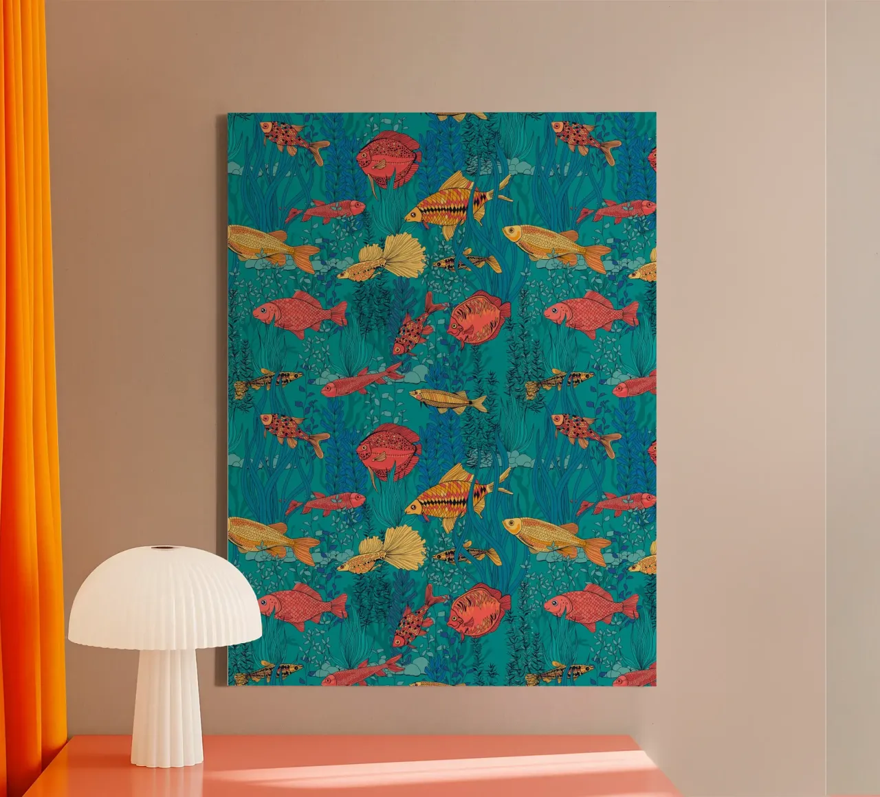 Kleurrijke vissen van het koraalrif canvas met Baklijst van Painted Nature