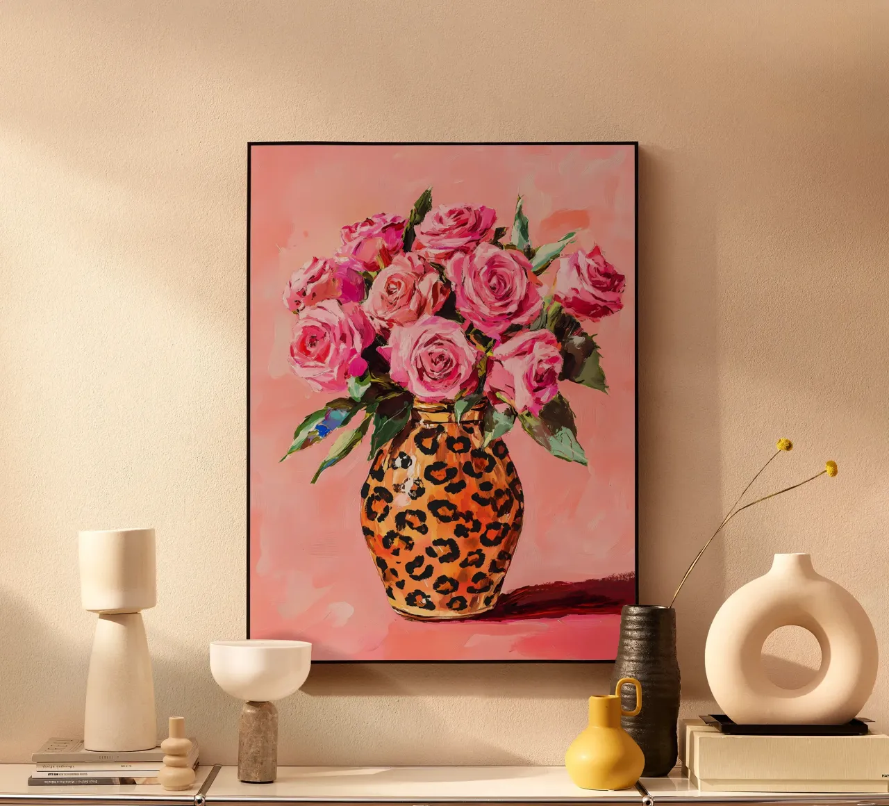 Rose rosa in vaso alluminio dibond da IamHomeStudio
