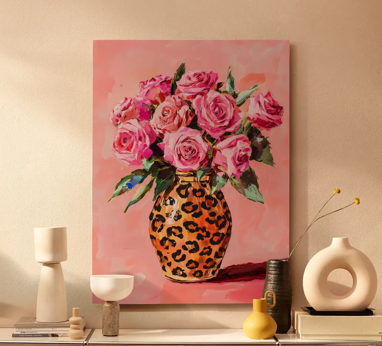 Rose rosa in vaso alluminio dibond da IamHomeStudio