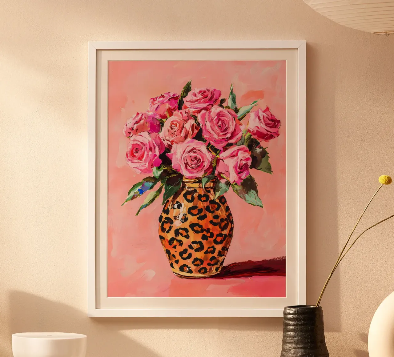 Pink Roses in vase poster by IamHomeStudio