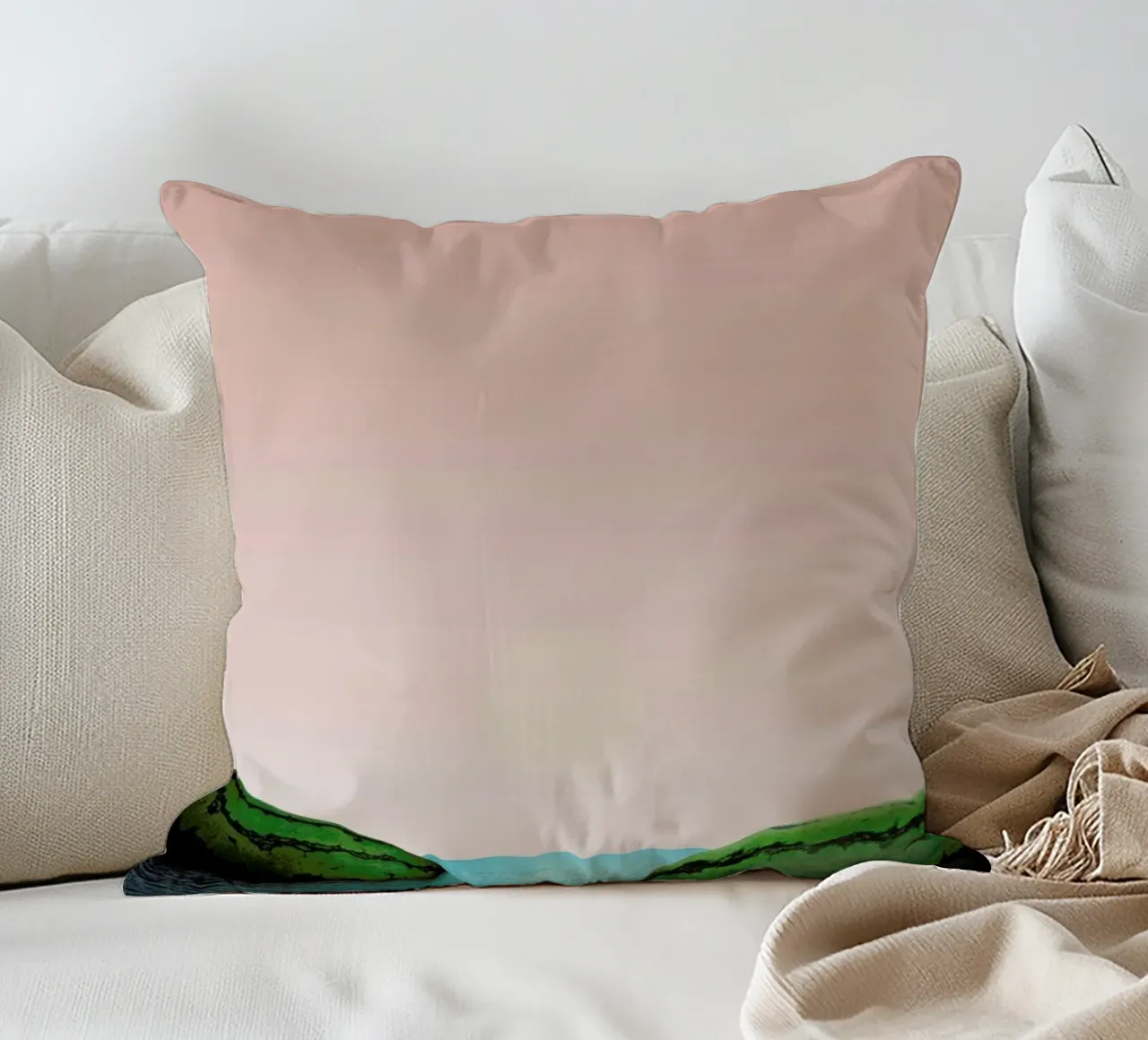 Melon Shore decorative cushion by Lemon-apes
