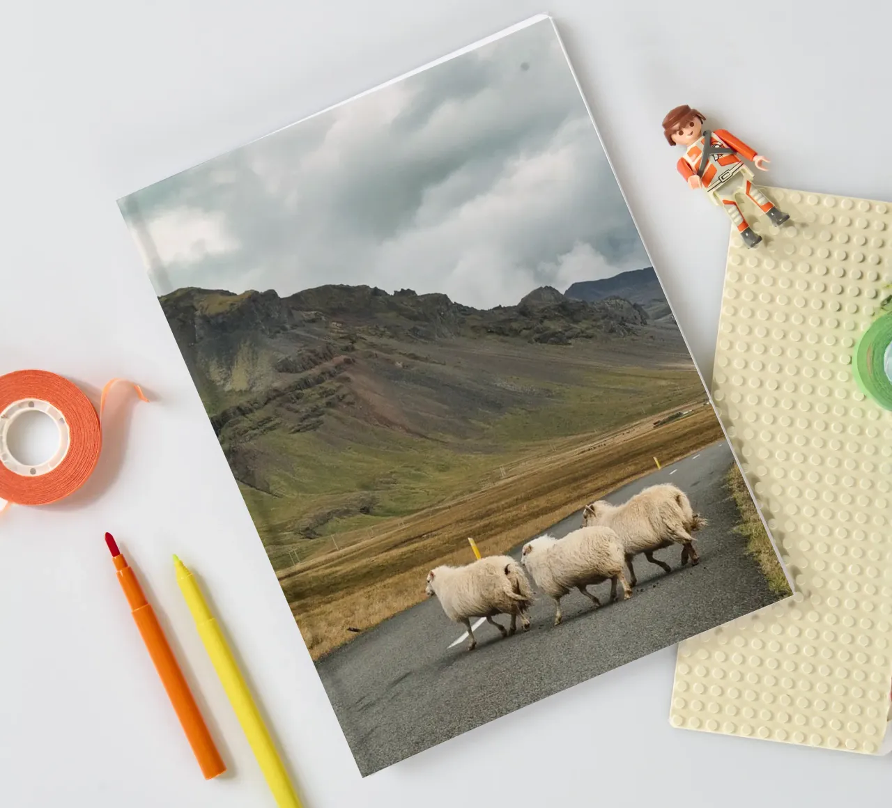 Sheep Crossing in Iceland – Scenic Nordic Landscape Print notebook by Ben & Clo creations