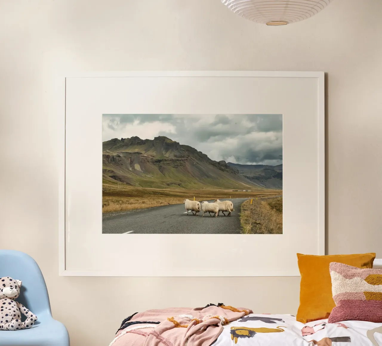 Sheep Crossing in Iceland – Scenic Nordic Landscape Print poster by Ben & Clo creations