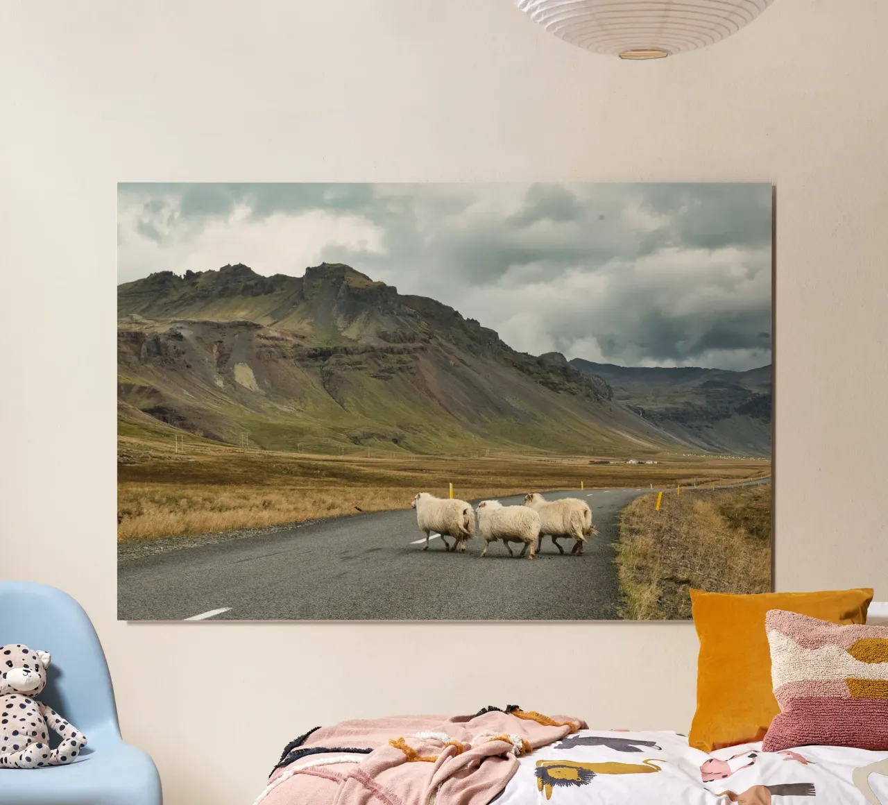 Sheep Crossing in Iceland – Scenic Nordic Landscape Print poster by Ben & Clo creations