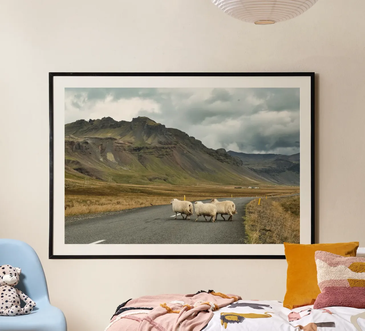 Sheep Crossing in Iceland – Scenic Nordic Landscape Print poster by Ben & Clo creations