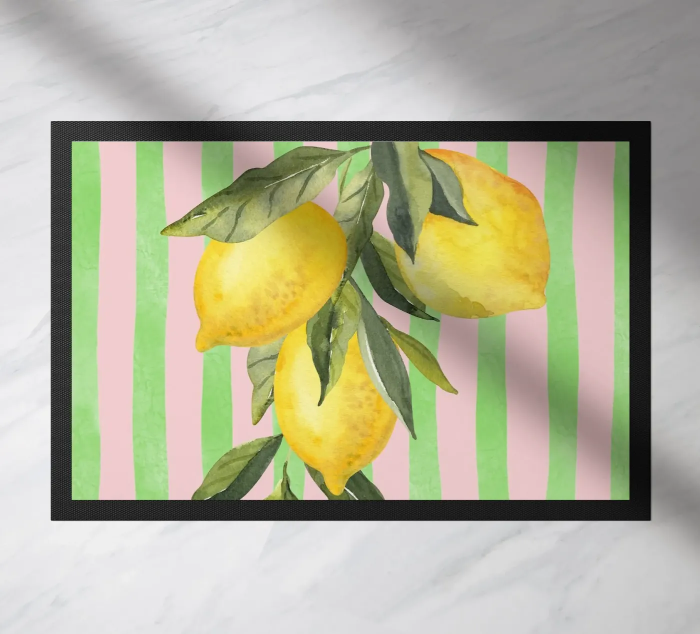 Citroenen & Strepen deurmat van IamHomeStudio