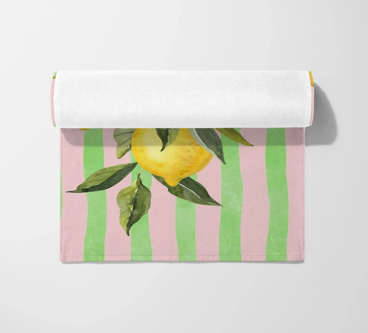 Lemons & Stripes beach towel by IamHomeStudio