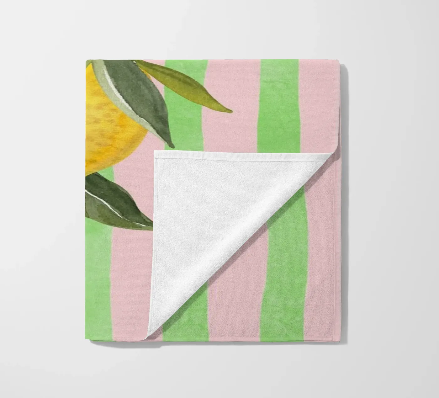 Lemons & Stripes beach towel by IamHomeStudio