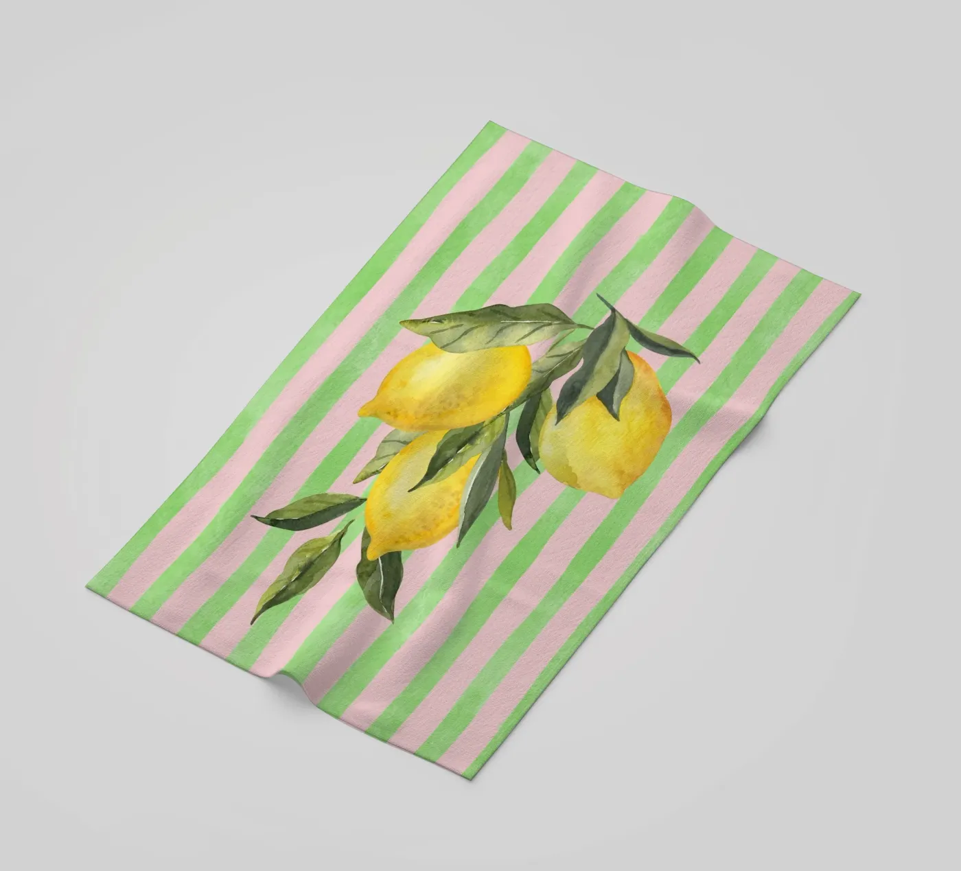 Lemons & Stripes beach towel by IamHomeStudio