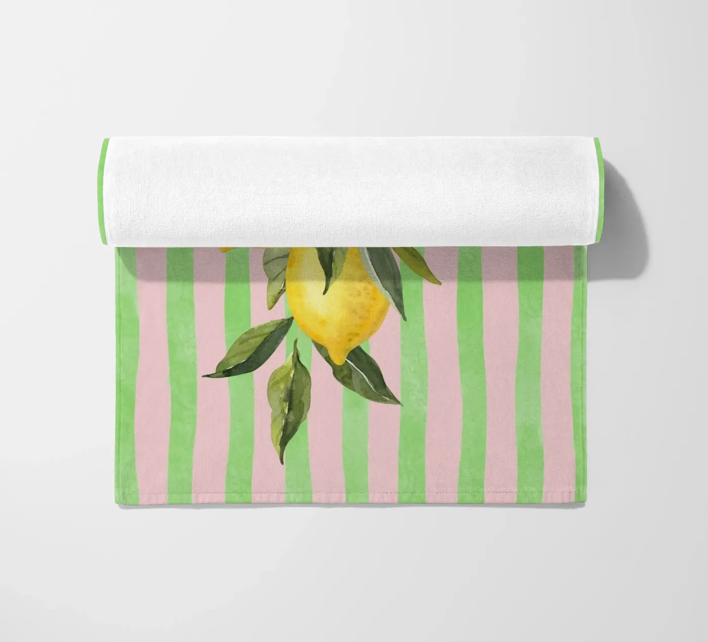 Lemons & Stripes beach towel by IamHomeStudio