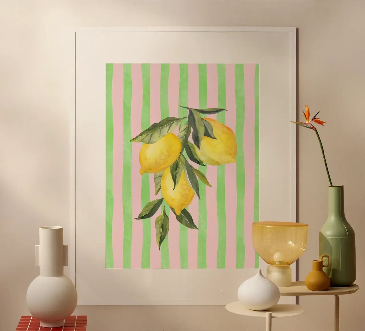 Lemons & Stripes poster by IamHomeStudio