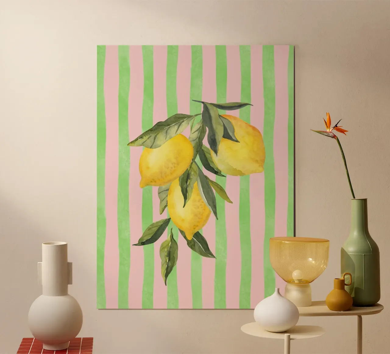 Lemons & Stripes poster by IamHomeStudio