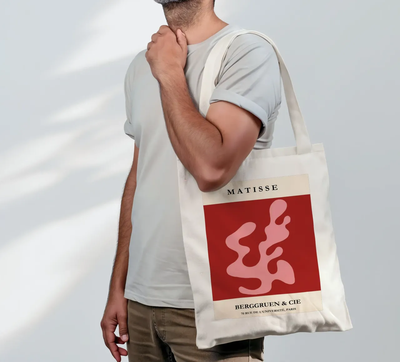 Henri Matisse-Inspired Abstract Wall Art – Red & Pink borsa in juta da PrintCessStudio