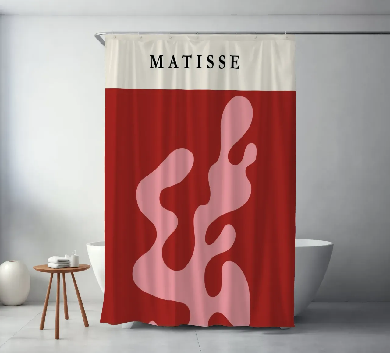 Henri Matisse-Inspired Abstract Wall Art – Red & Pink tenda da doccia da PrintCessStudio
