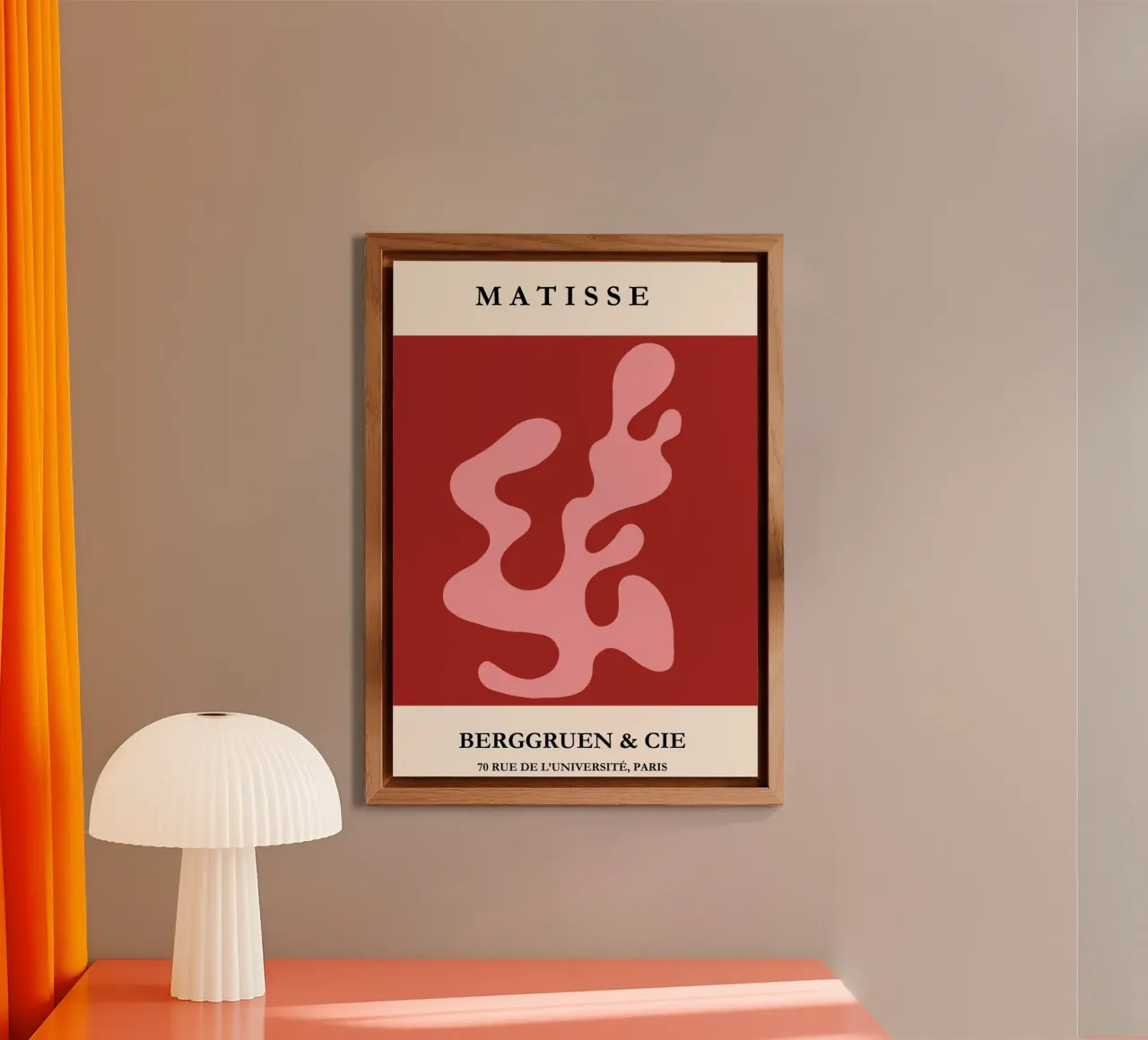 Henri Matisse-Inspired Abstract Wall Art – Red & Pink alluminio dibond da PrintCessStudio
