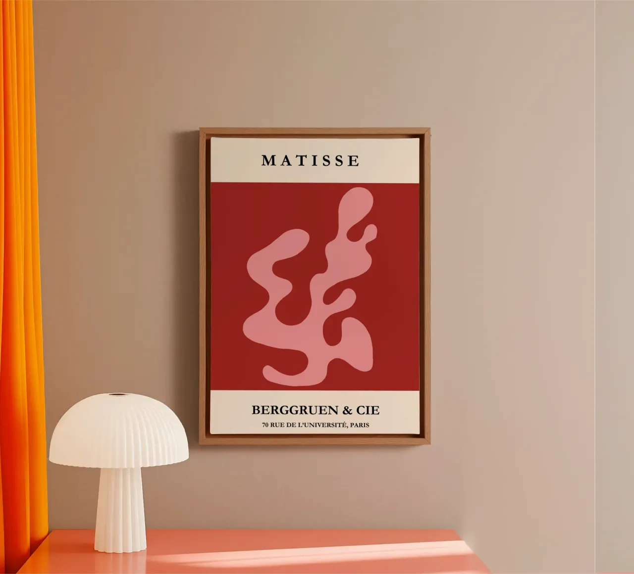 Henri Matisse-Inspired Abstract Wall Art – Red & Pink tela con Cornice a cassetta da PrintCessStudio