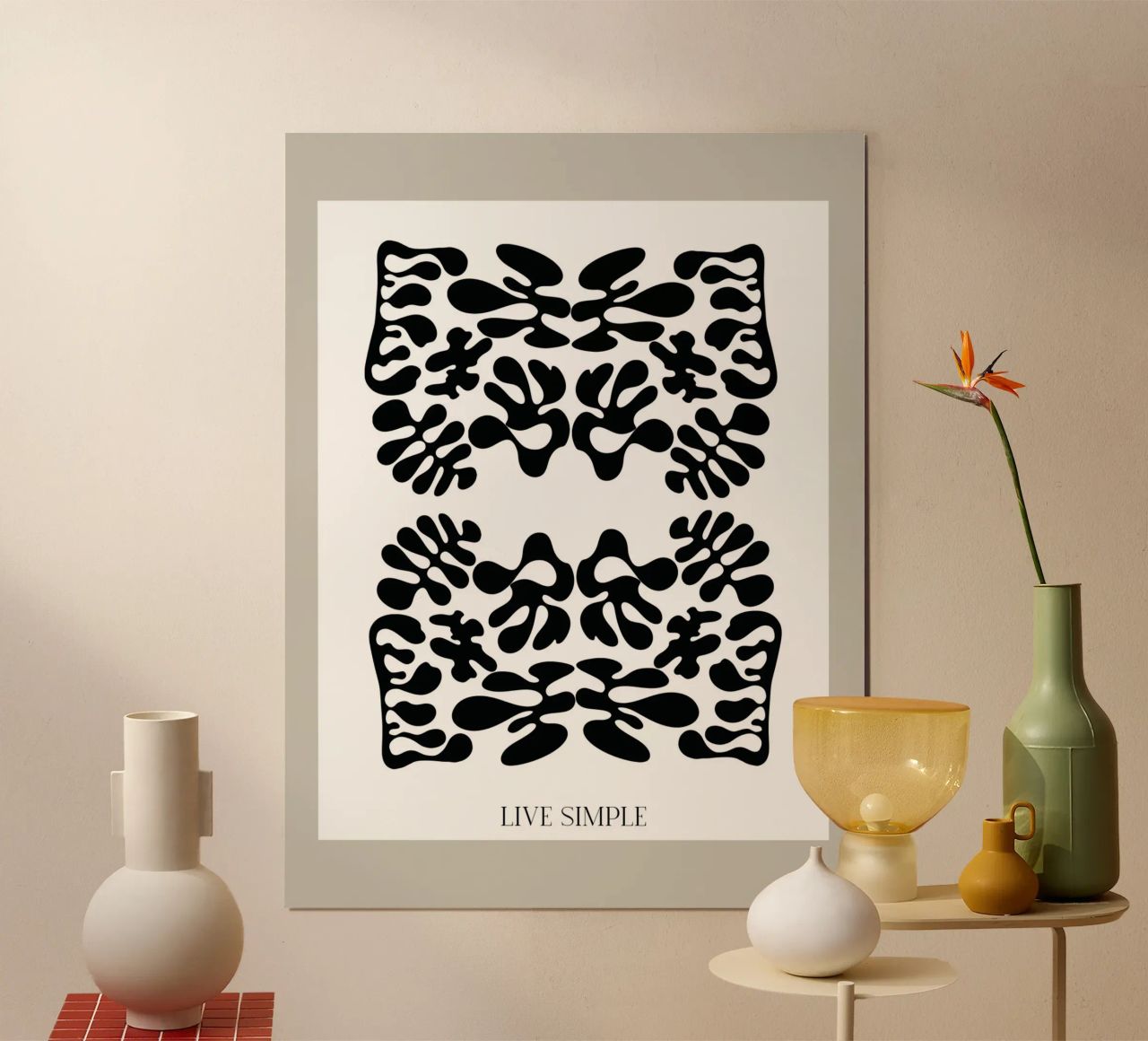 Live Simple No 12 poster con telaio in plastica da treechild