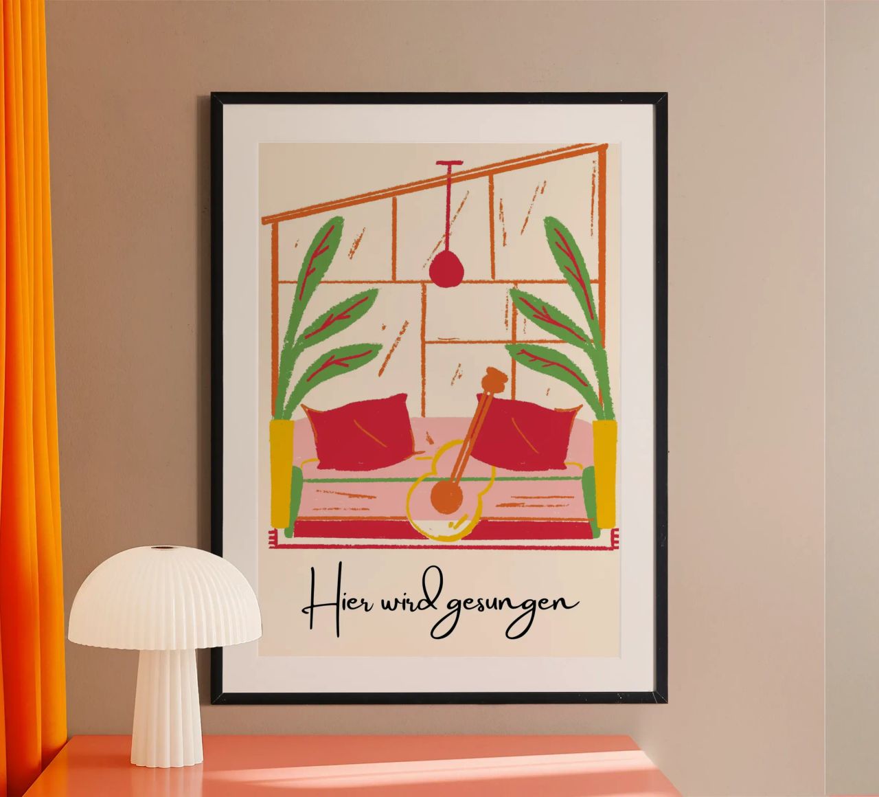 Gemütliche Musikecke Illustration – „Hier wird gesungen“ Poster von PrintCessStudio