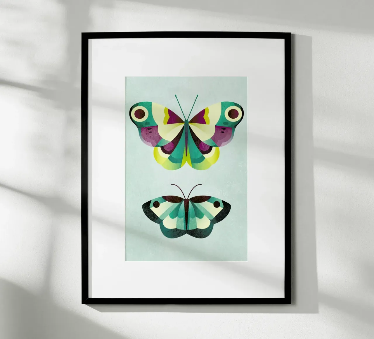 Schmetterlinge poster con telaio in legno da A Nordic Girl