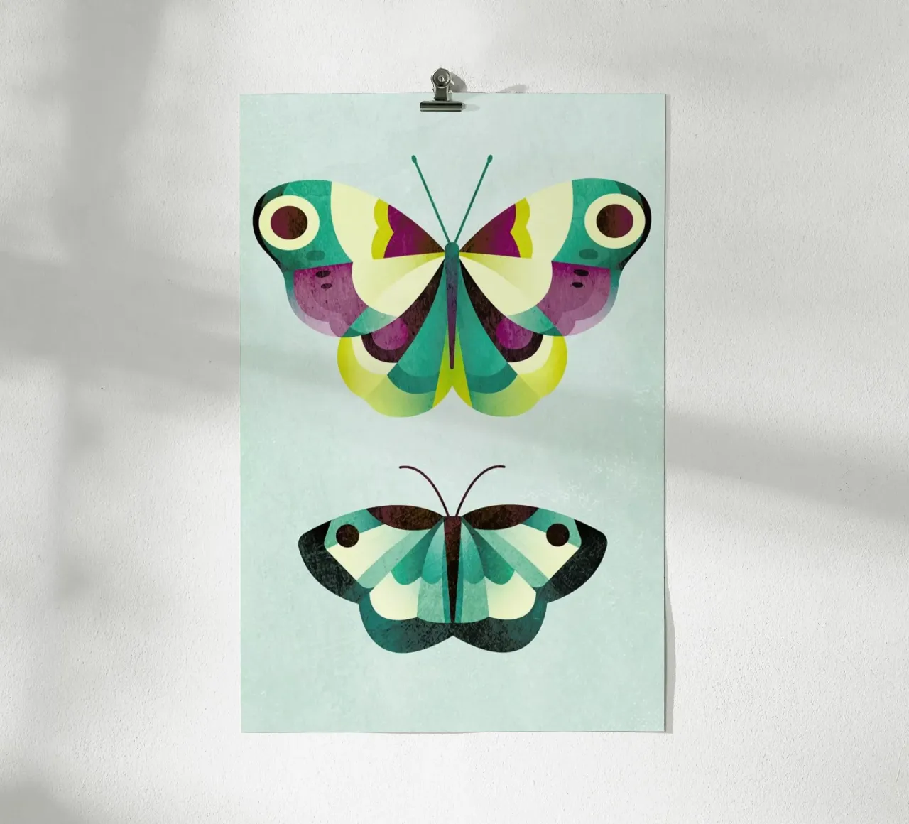 Schmetterlinge poster con telaio in legno da A Nordic Girl
