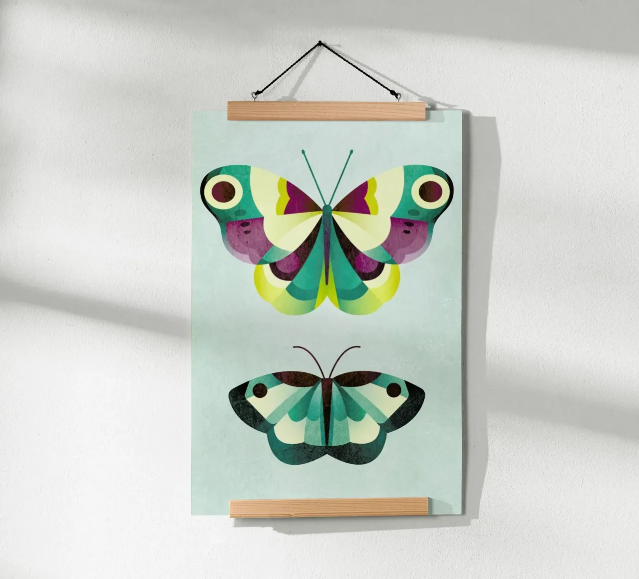 Schmetterlinge poster con telaio in legno da A Nordic Girl