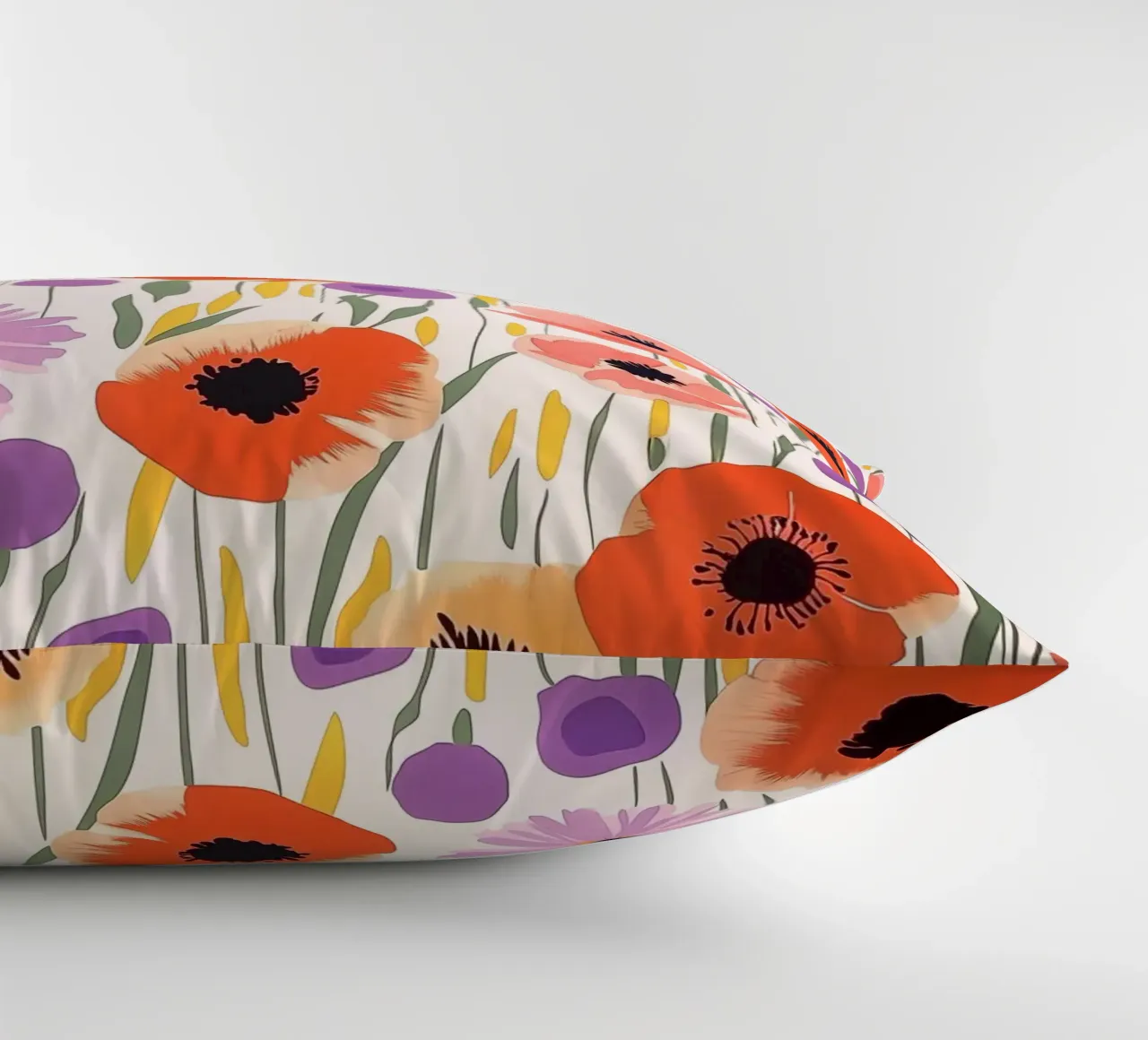Vintage Botanical Poppy Asters Abstract Flowers Retro Floral cuscino da Gentle Echoes Art