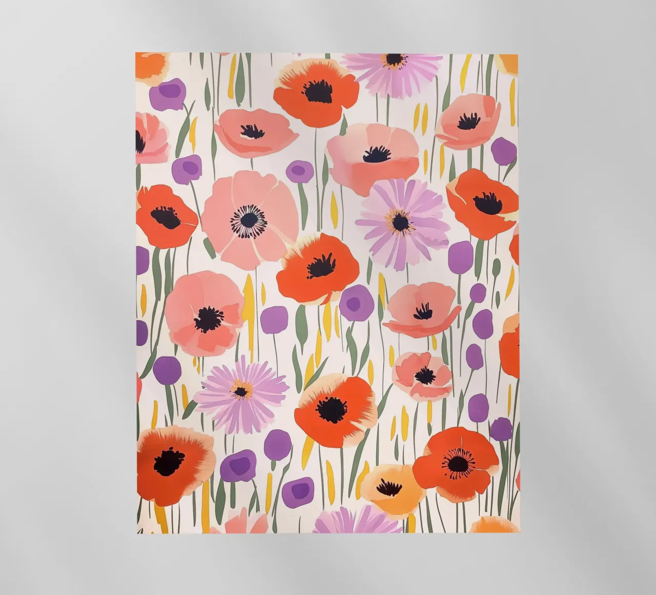 Vintage Botanical Poppy Asters Abstract Flowers Retro Floral pellicola backlit da Gentle Echoes Art
