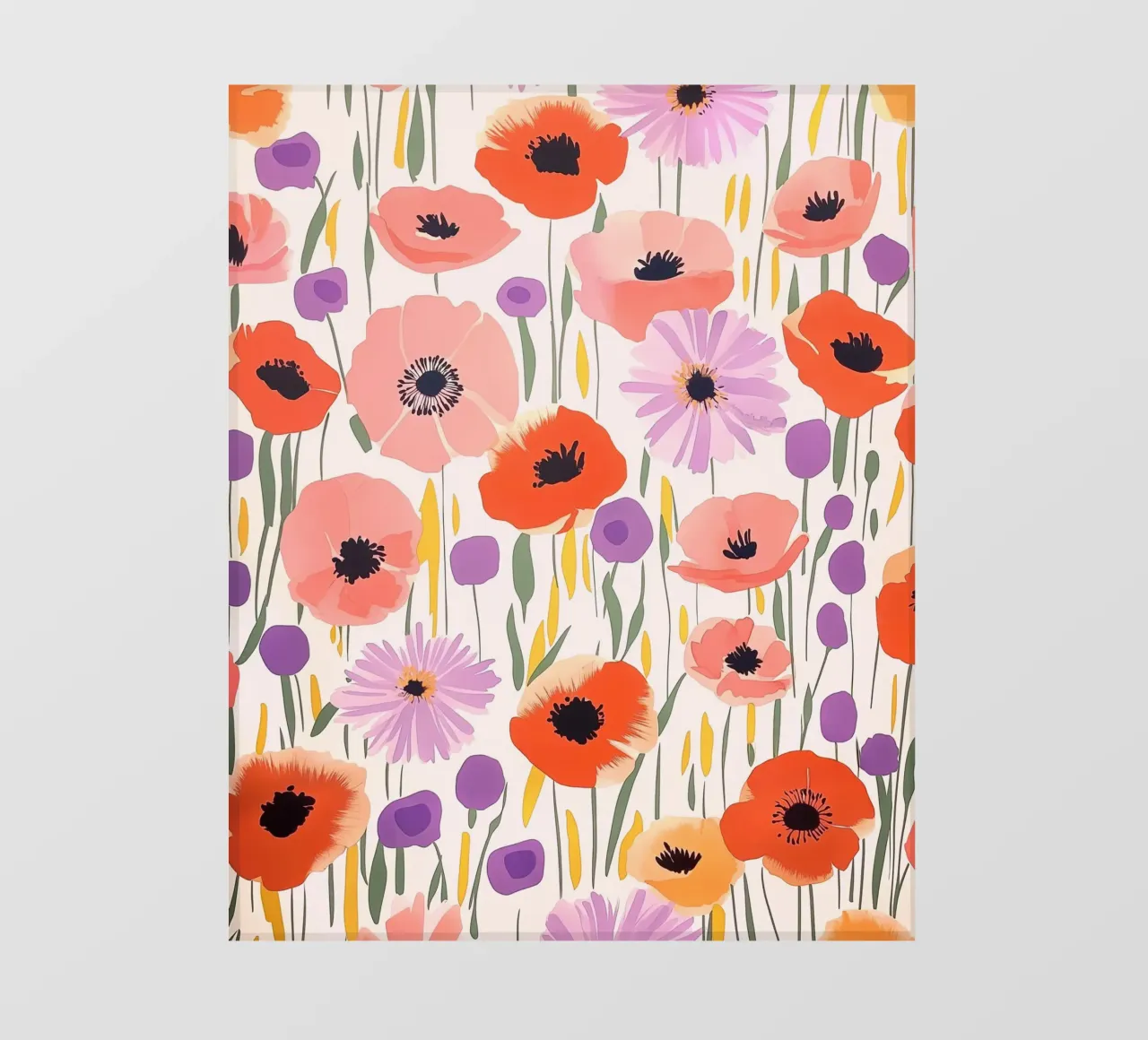 Vintage Botanical Poppy Asters Abstract Flowers Retro Floral pellicola backlit da Gentle Echoes Art
