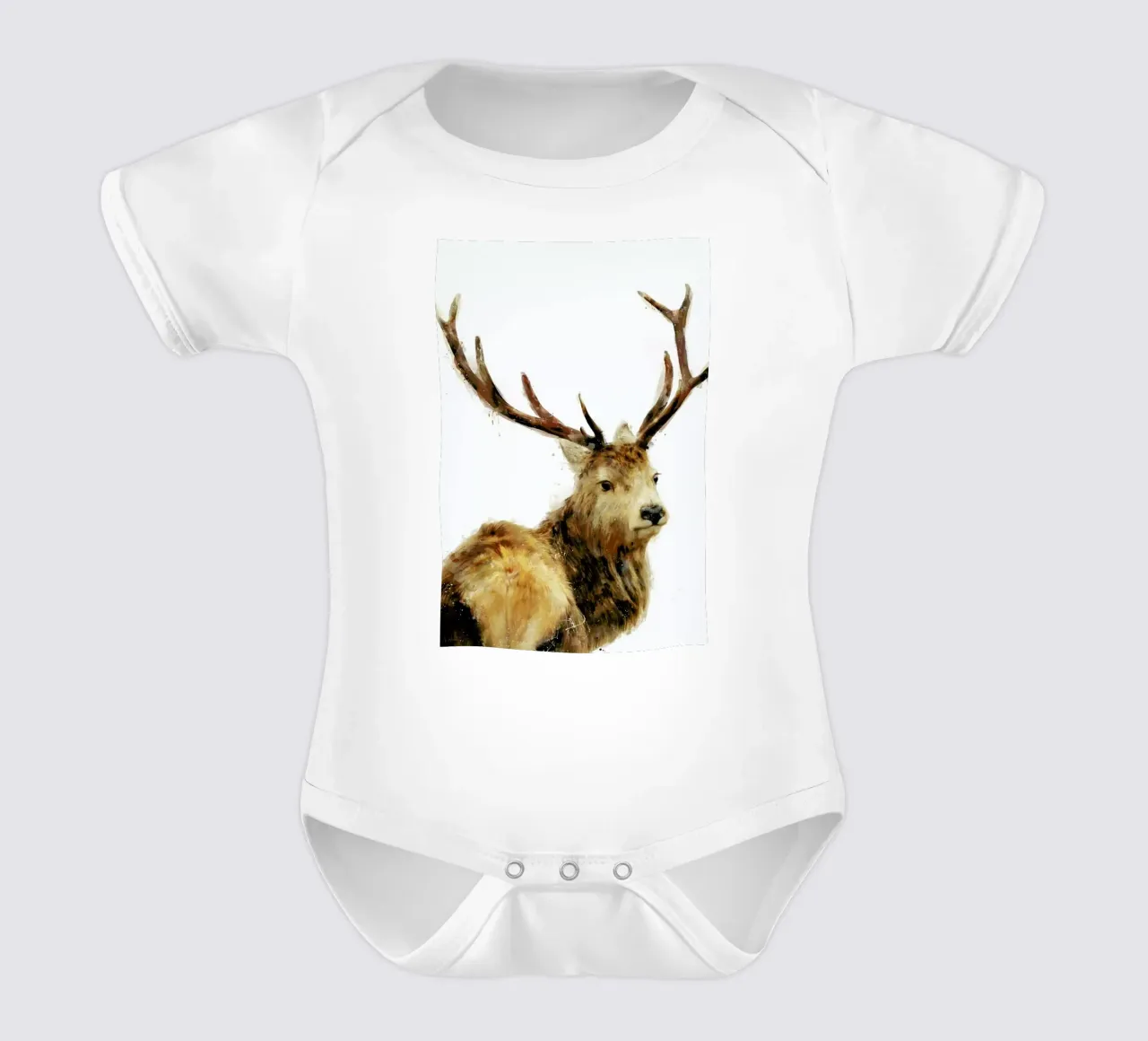 Winter Red Deer babyrompertje korte mouwen van Amy Hamilton