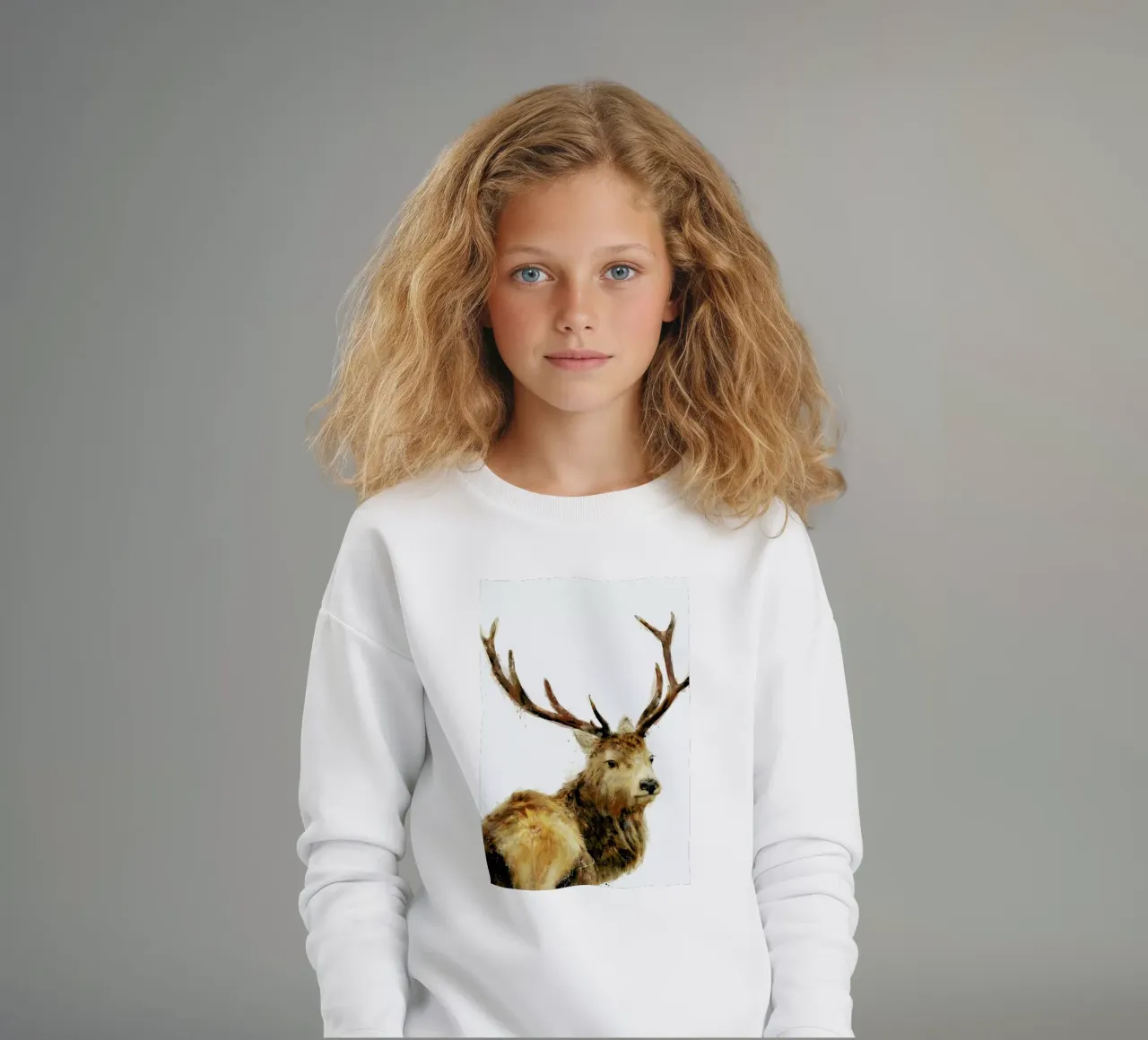 Winter Red Deer kinder sweatshirt van Amy Hamilton