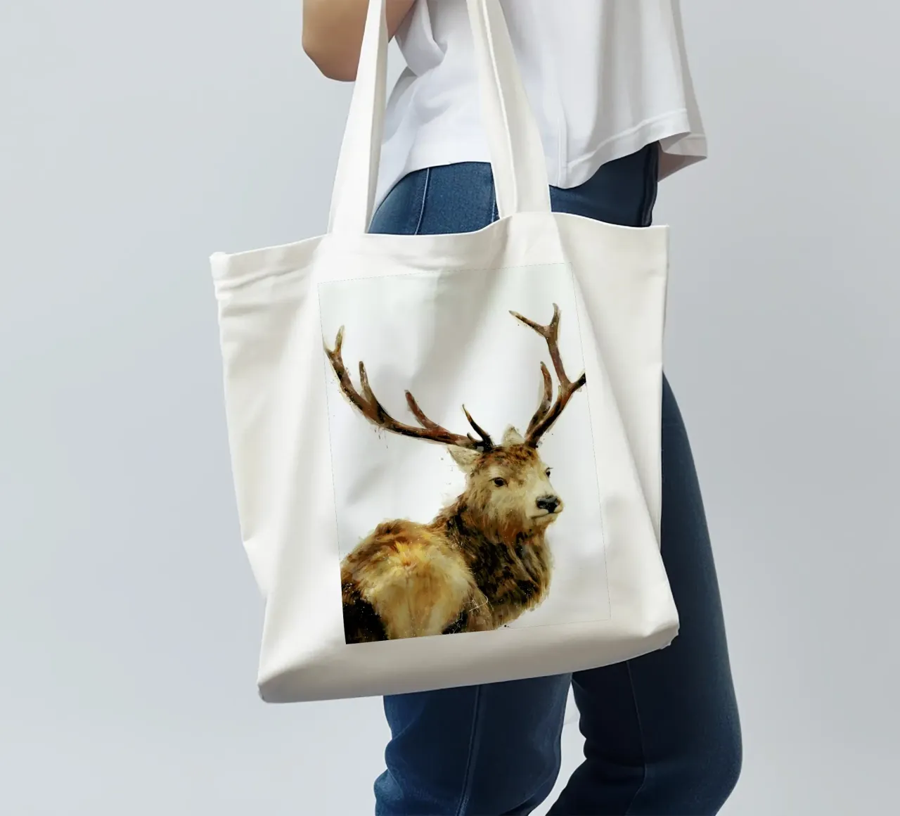 Winter Red Deer tote bag by Amy Hamilton