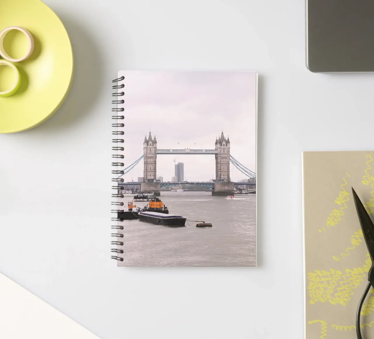 London, England I Skyline view of Tower Bridge spiral notebook by Julie Travel Photography