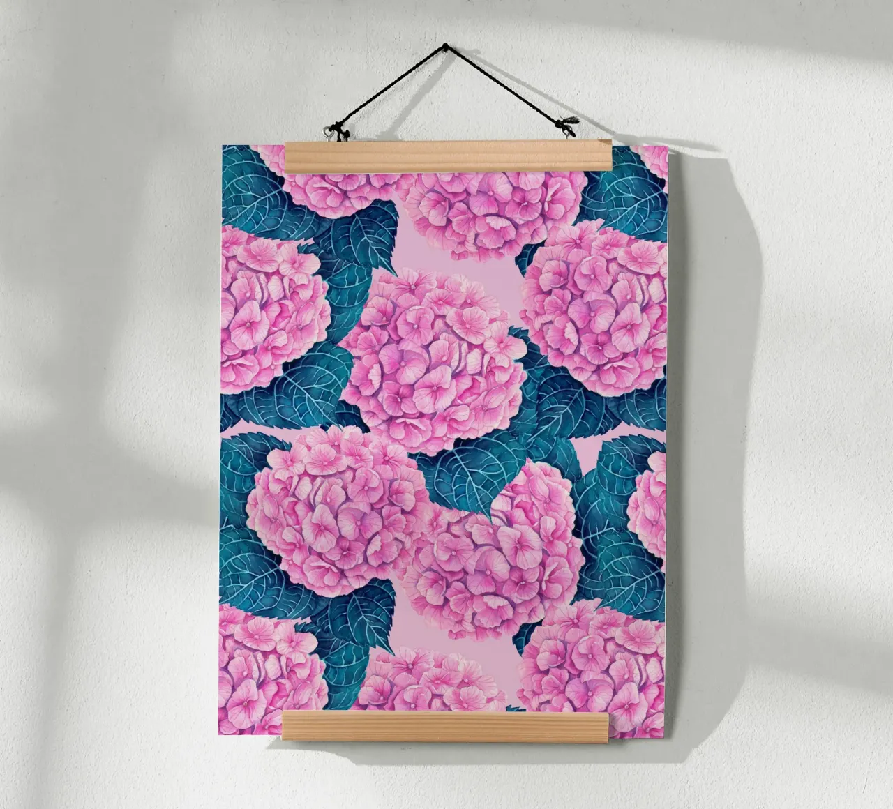 Motivo acquerello ortensie, rosa e blu poster da Painted Nature
