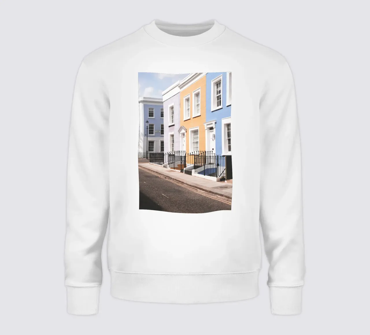 London, England I Street in Notting Hill and colourful houses sweatshirt by Julie Travel Photography
