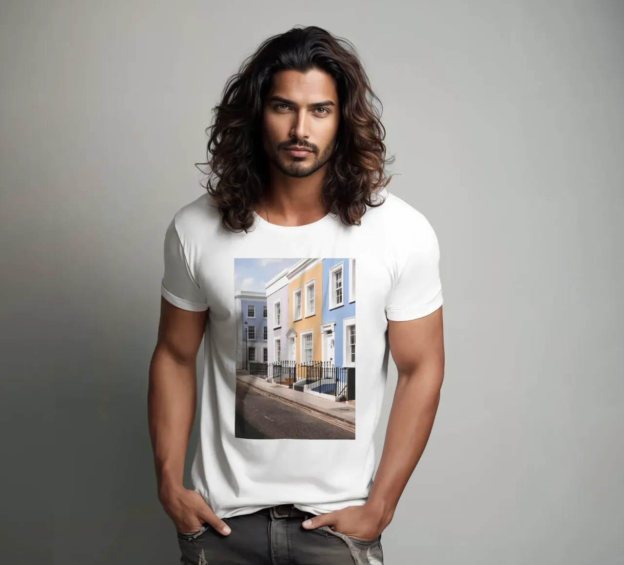 Londra, Inghilterra I Street a Notting Hill e case colorate t-shirt da Julie Travel Photography