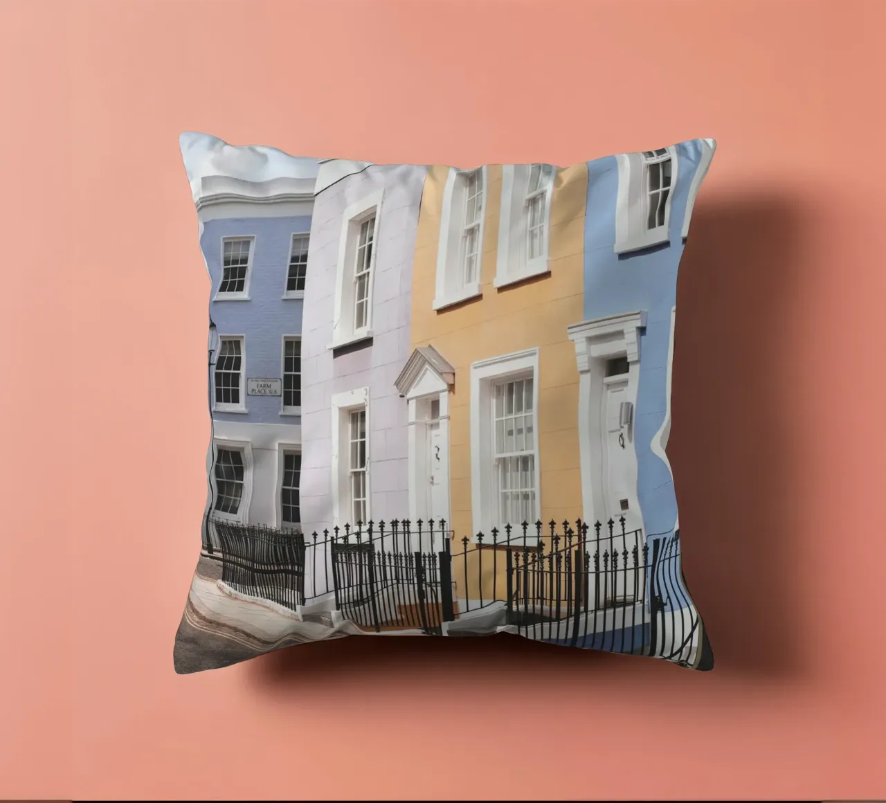 Londra, Inghilterra I Street a Notting Hill e case colorate cuscino da Julie Travel Photography