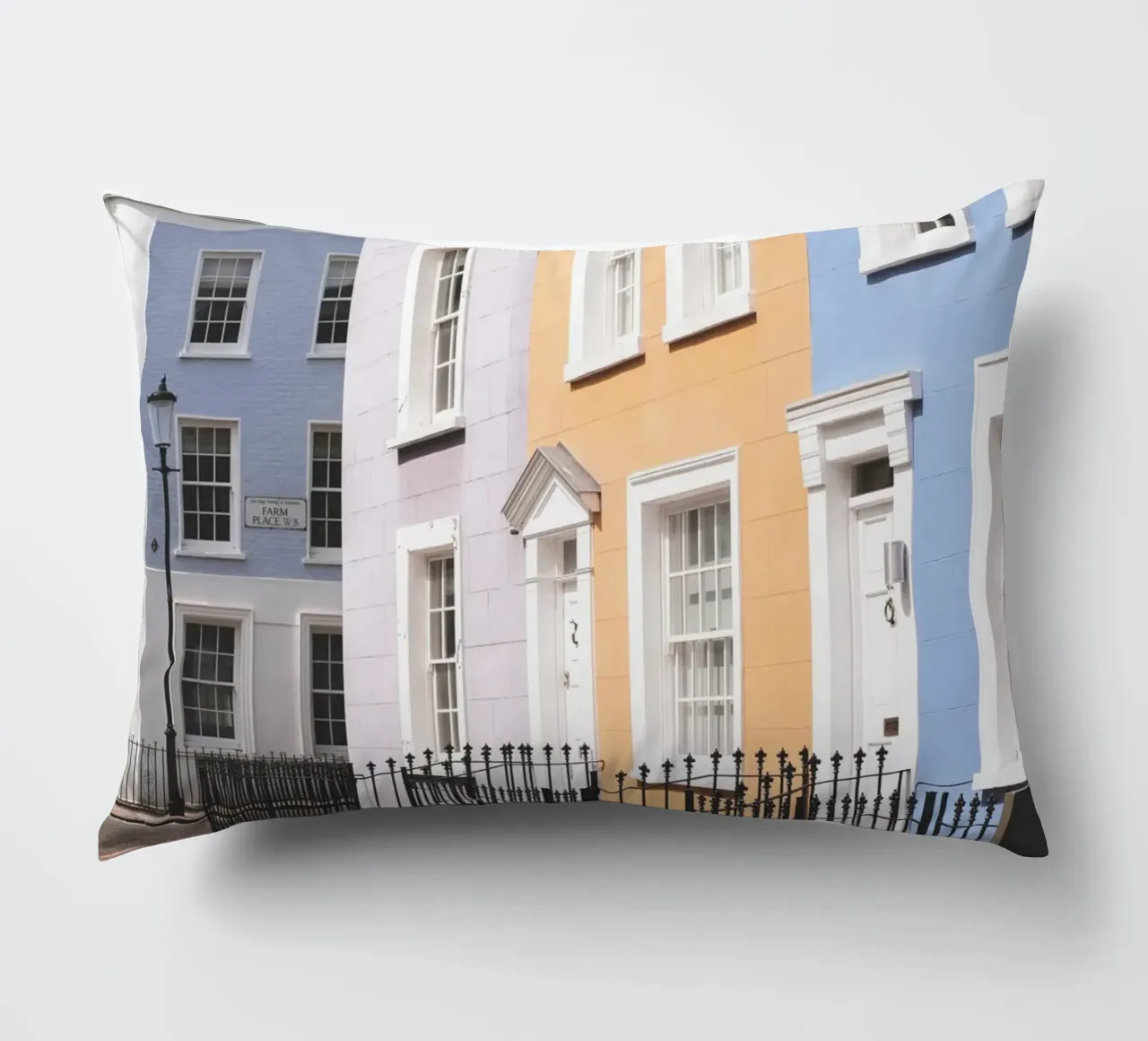 Londra, Inghilterra I Street a Notting Hill e case colorate cuscino da Julie Travel Photography