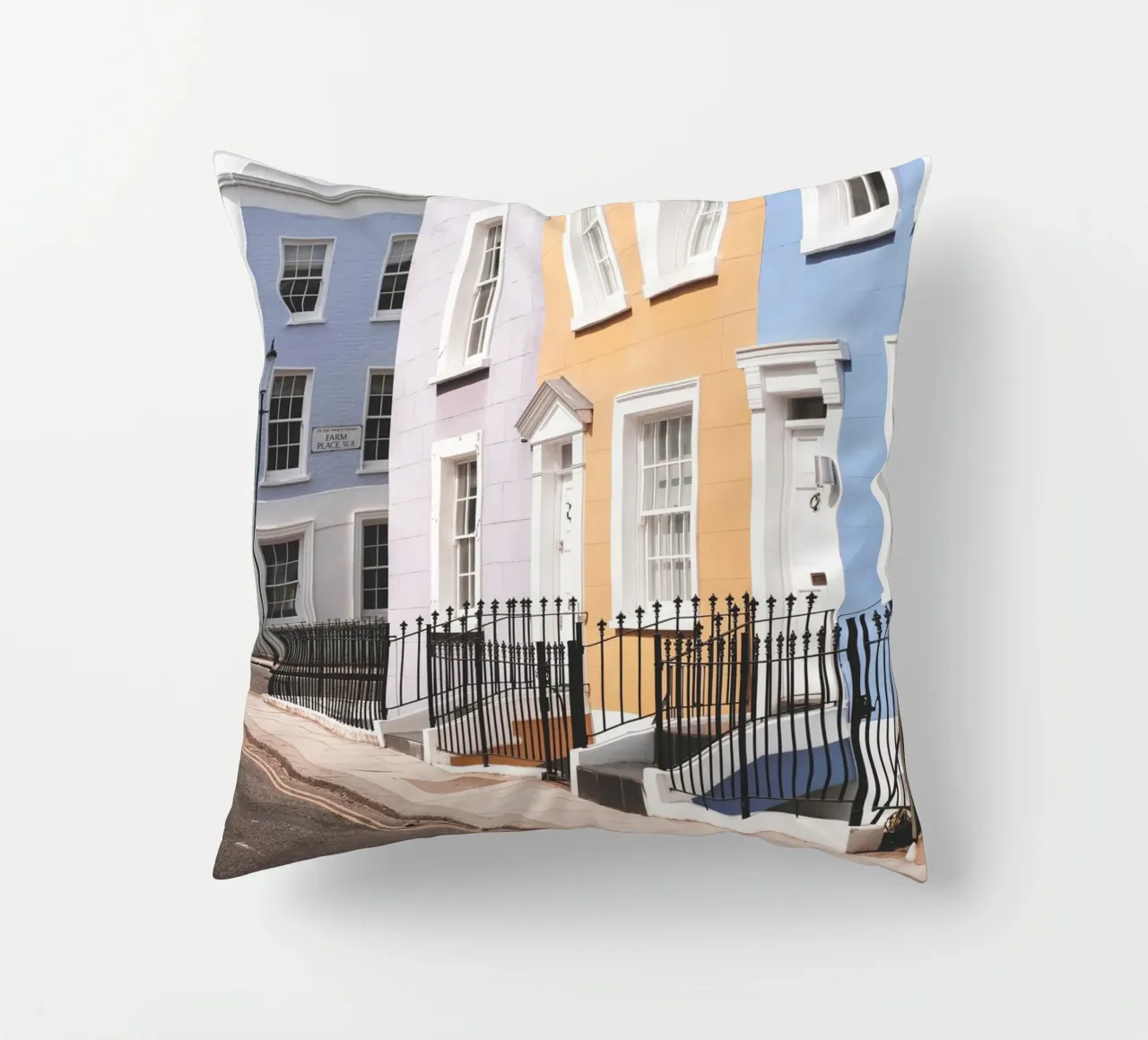 Londra, Inghilterra I Street a Notting Hill e case colorate cuscino da Julie Travel Photography