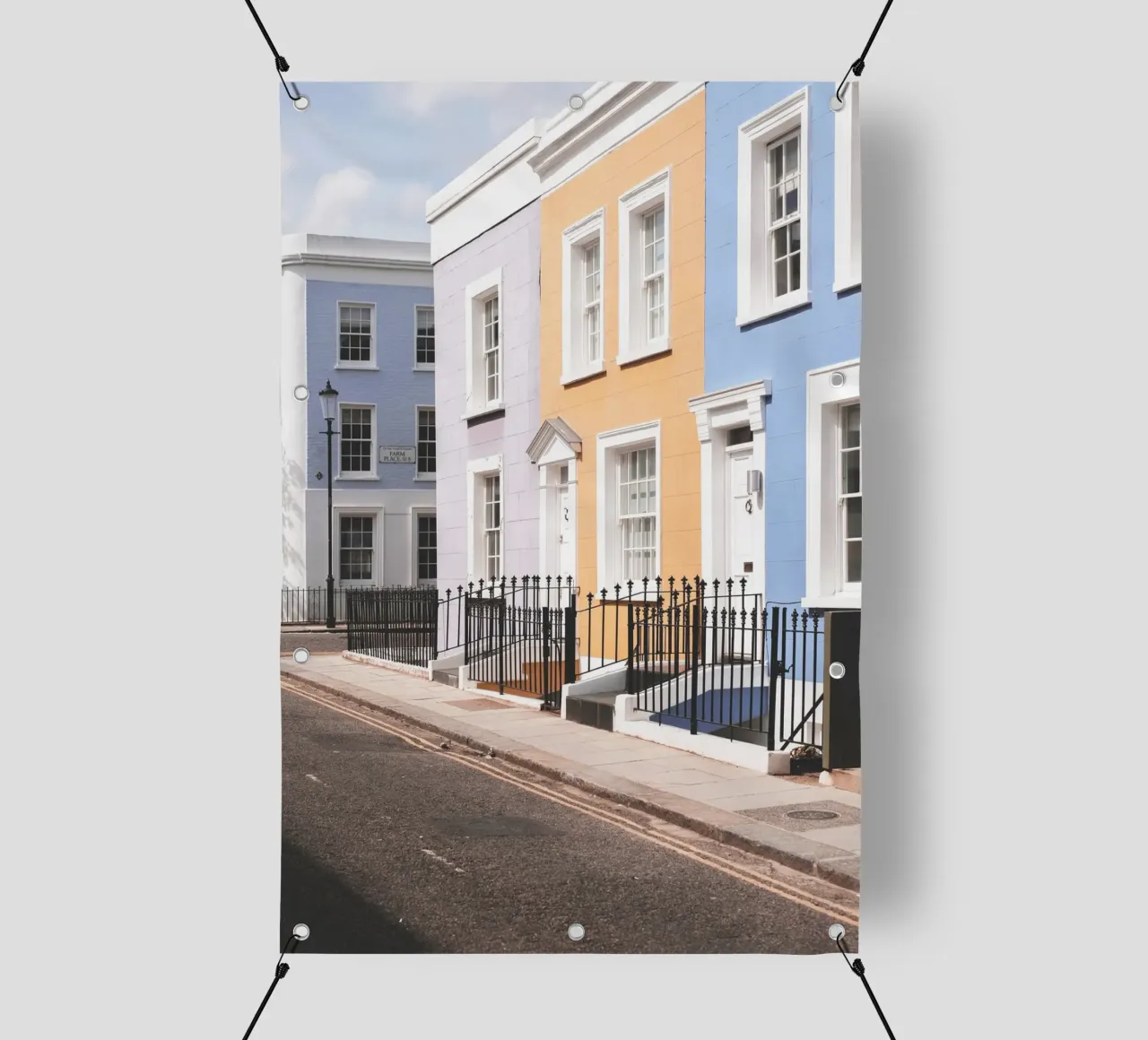 Londra, Inghilterra I Street a Notting Hill e case colorate telo in pvc da Julie Travel Photography