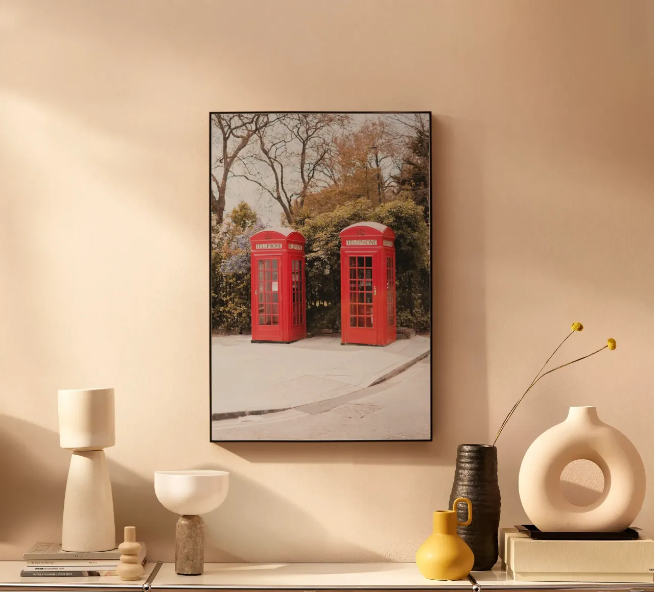 Londra, Inghilterra I Cabine telefoniche rosse inglesi alluminio dibond da Julie Travel Photography