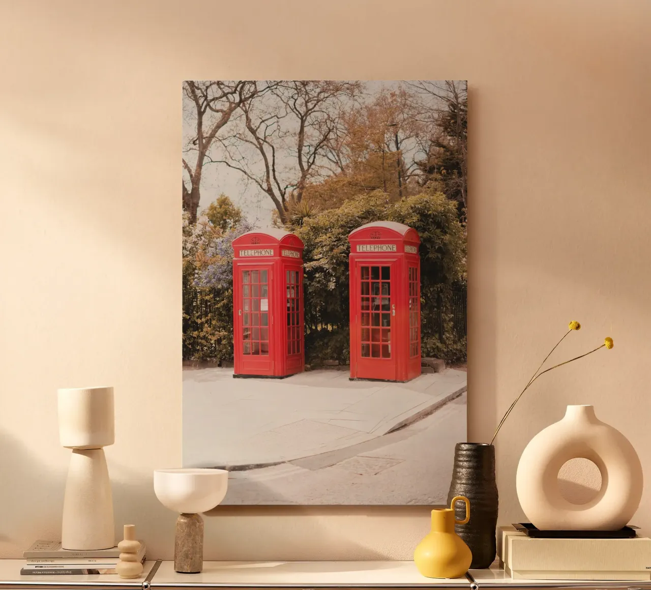 Londra, Inghilterra I Cabine telefoniche rosse inglesi alluminio dibond da Julie Travel Photography
