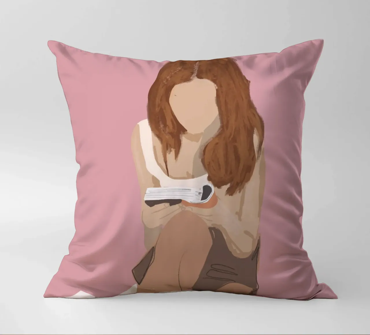 Girl Illustration 17 decorative cushion by LeaDArt