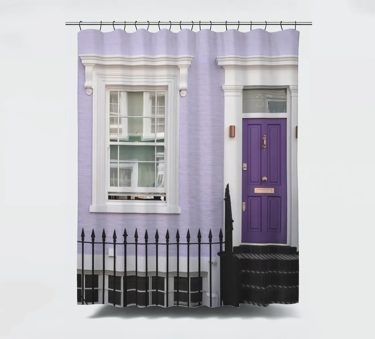 Londra, Inghilterra I Facciata di Notting Hill in viola tenda da doccia da Julie Travel Photography