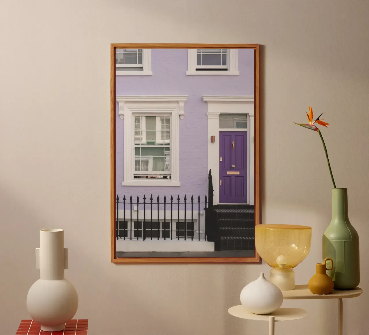 Londra, Inghilterra I Facciata di Notting Hill in viola alluminio dibond da Julie Travel Photography