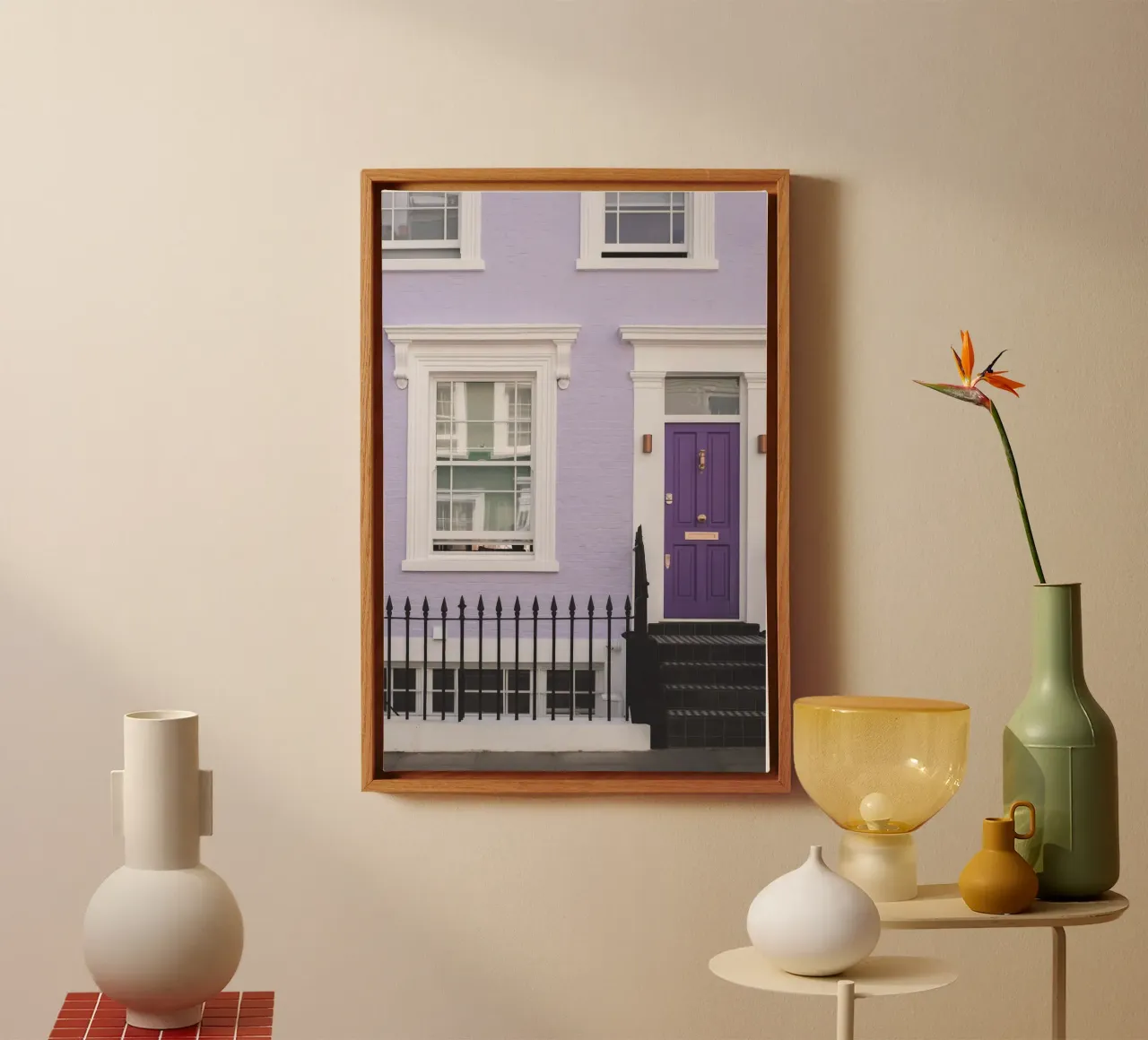 Londra, Inghilterra I Facciata di Notting Hill in viola tela con Cornice a cassetta da Julie Travel Photography